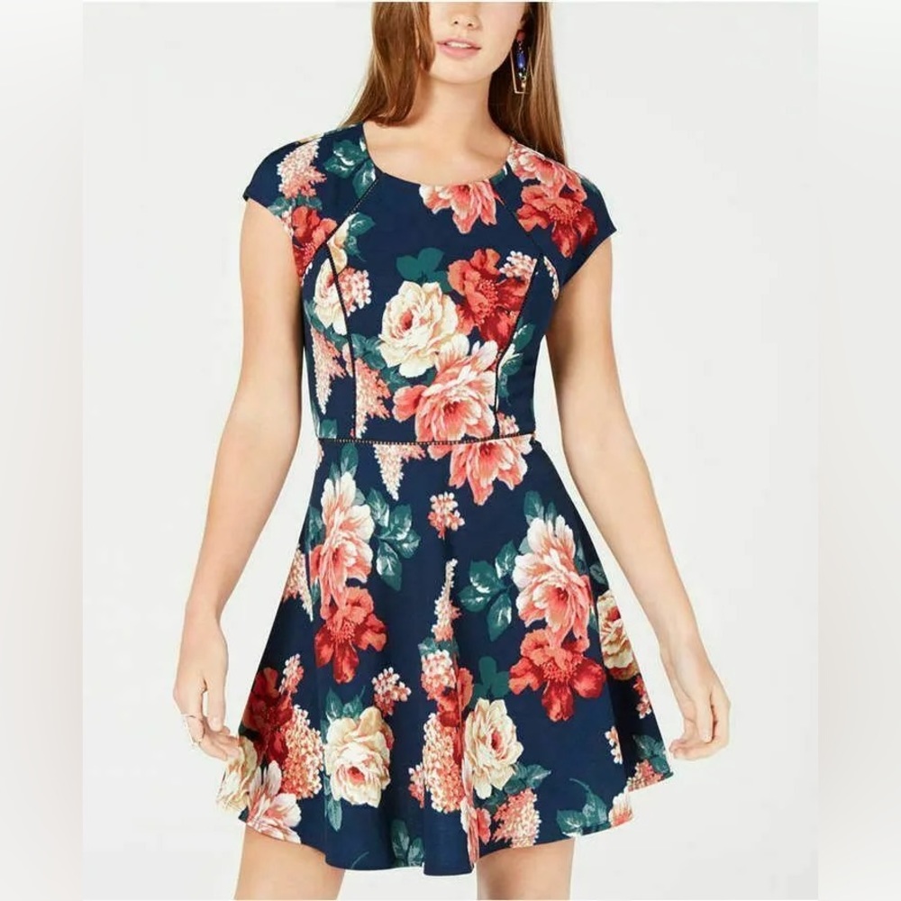 NWT B. Darlin Floral Dress size 5/6 navy pink green